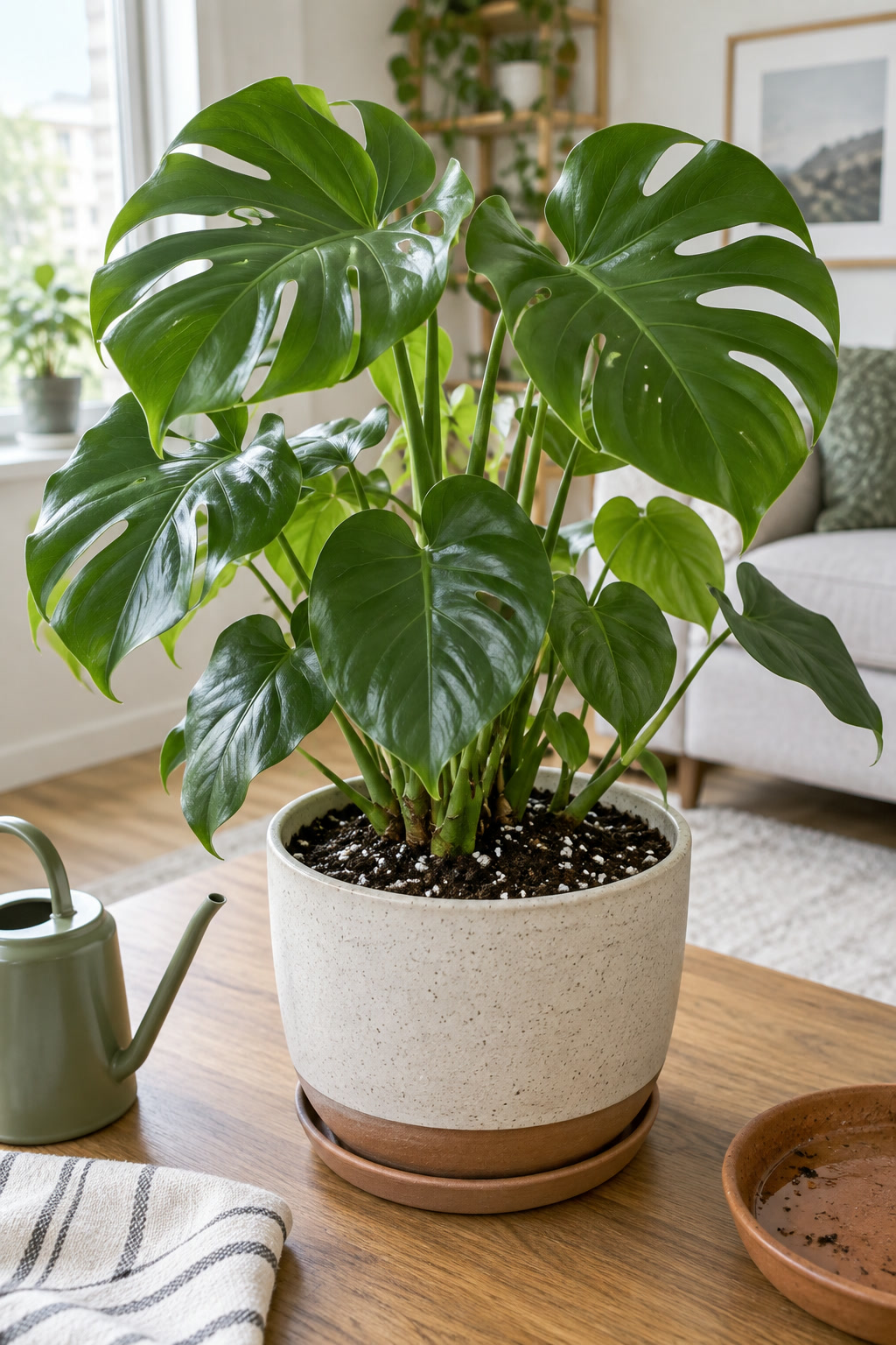 Monstera deliciosa in a bright room